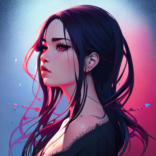 Melancholy Beauty 2d Vector Illustration Portrait Openart