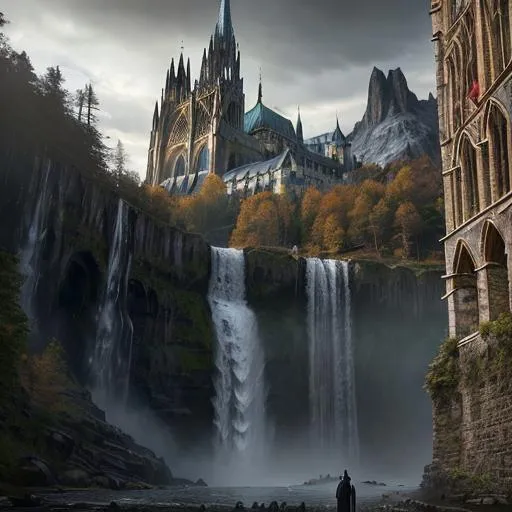 Prompt: a fantasy rpg  cathedral place in a city , cinematic scenery,  (waterfalls in the background, art by Alexandr Shabanov, art by Michal Karcz, art by Grzegorz Rutkowski)+++, photorealistic 64k resolution, HDR, epic, expansive, brilliant, stunning, hyperdetailedphotorealistic , ultra detailed, hyperrealistic, surreal, matte painting, unreal engine 5, UHD, first player sight

