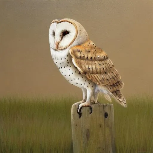 Prompt: Painting of barn owls
