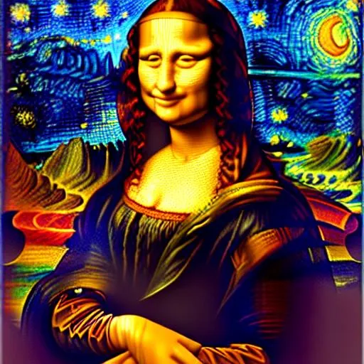 Prompt: Mona Lisa starry night