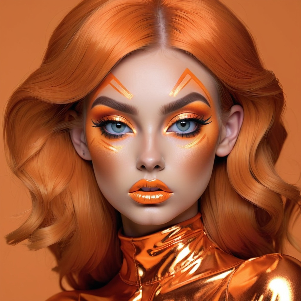 Madelyn Cline as hypnotic bimbo metallic orange... | OpenArt