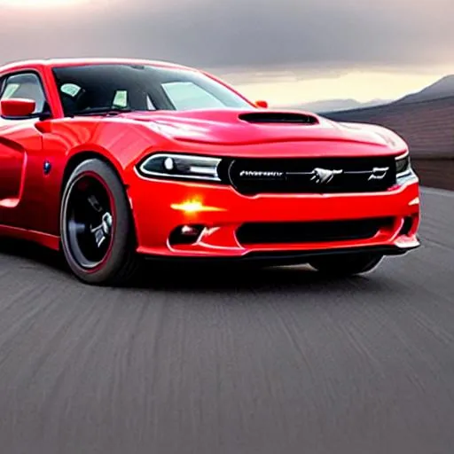 Prompt: Dodge charger and ford mustang combined