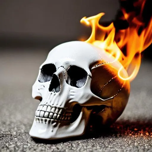Prompt: flamming skull