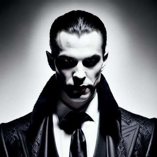 Prompt: {{{a Photorealistic portrait of a vampire lord}}}, grim - lighting, high - contrast, intricate details, elegant, highly detailed, Realistic, Film Quality, smooth, sharp focus, Evil, Sinister, ((Fangs dripping with blood)), :bat:  :vampire:  :man_vampire:  Shadow Moving, Living Shadow