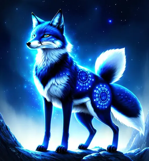 painting of blue fox anthropomorph, full body, intri... | OpenArt