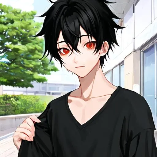 Cool Anime Boy Black Hair 2.0