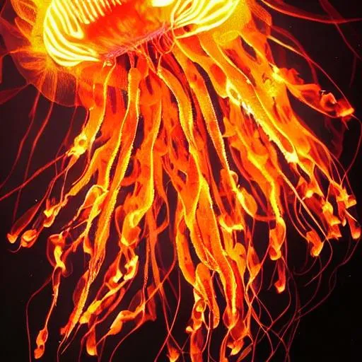 Prompt: fire jellyfish