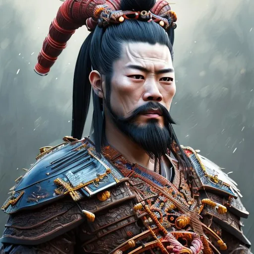 Prompt: "Ultra realistic photo portrait of Japanese samurai staring into distance, colorful, painting burst, contemplative gaze, lantern light, symmetrical face, tone mapped,intricate, elegant, highly detailed, digital painting, artstation,concept art, smooth,sharp focus, illustration,beautiful face, intricate, highly detailed,smooth,sharp focus, art by artgerm and greg rutkwoski and alphonse mucha, 3D Game Cinematic Feel,Epic 3D Videogame Graphics, Intricately Detailed,8K Resolution, Dynamic Lighting,Unreal Engine 5, CryEngine, Trending on ArtStation,HDR, 3D Masterpiece, Unity Render, Perfect Composition,synthwave,neon retro"
