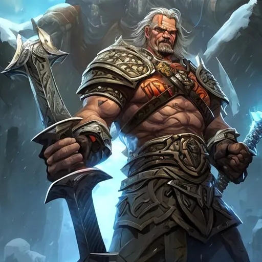 Prompt: Bjorn Ironside holding a giant sword from rise of kingdoms