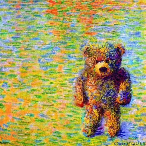 Prompt: a teddy bear  Monet style  
