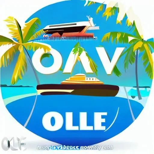 Prompt: Design a modern and simple logo for 'Vacay Ole', a travel agency that specializes in booking theme parks and cruises. The logo should reflect the fun and excitement of these destinations while remaining sleek and professional. Feel free to incorporate relevant imagery or colors to capture the spirit of 'Vacay Ole'.