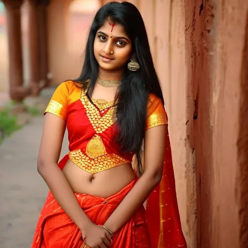 Prompt: tamil traditional beautiful young girl 18 years in kurti
