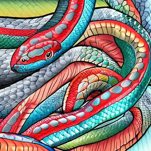 46-foot-long, subtly multicoloured python with sharp... | OpenArt