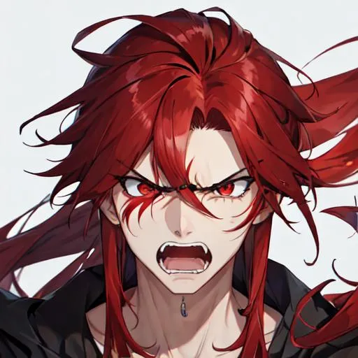 Prompt: Zerif 1male (Red side-swept hair covering his right eye) angry, screaming