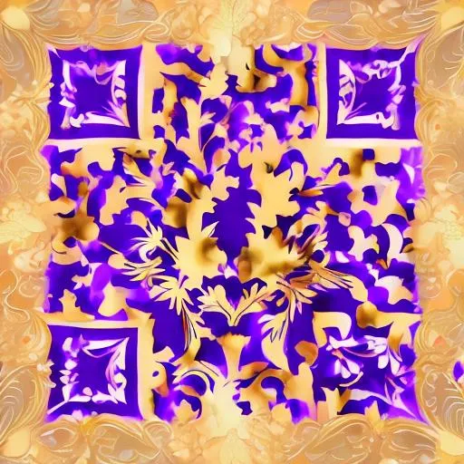 Prompt: golden floral patterns with violet background

