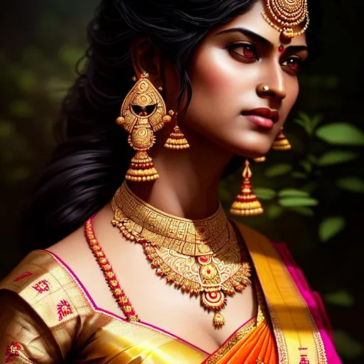 south indian woman, sari, ultra realistic, concept a... | OpenArt