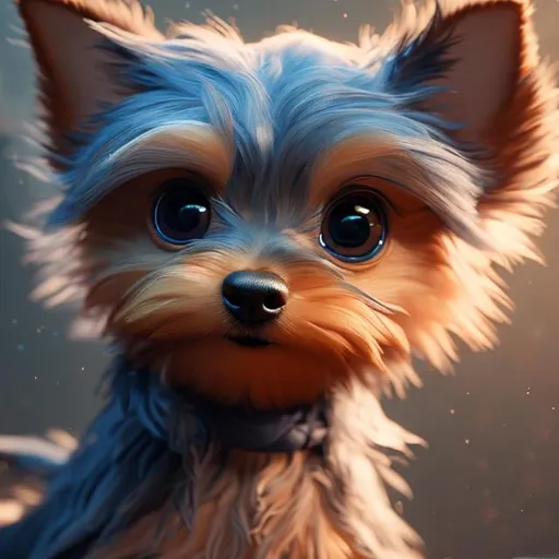 Prompt: Disney Pixar, exquisite new character, cute yorkie with long sleek fur, highly detailed, intricate details, beautiful big eyes, maximum cuteness, lovely, adorable, beautiful, flawless, masterpiece, soft dramatic moody lighting, radiant love aura, ultra high quality octane render, hypermaximalist, trending on artstation, Anna Dittmann, Tom Blackwell