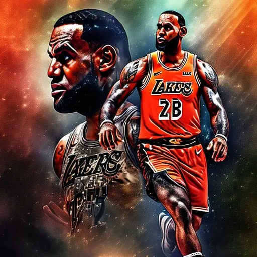 Prompt: (ultra high quality) lushill style, 10000000K UFHD clear and High resolution, high quality digital art, lebron james 