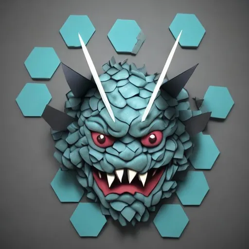 Prompt: evil hexagon monster