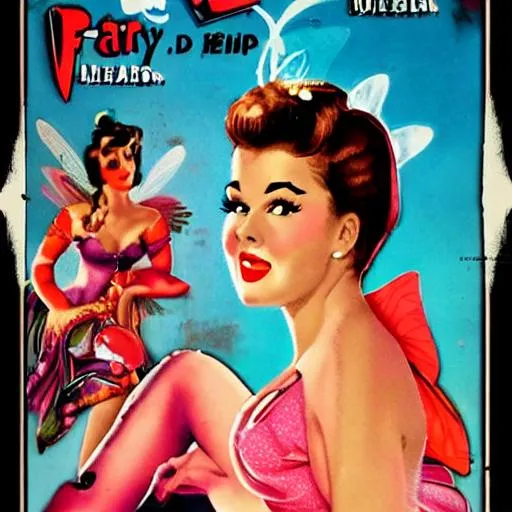 Prompt:  Fairy 50s pin up movie poster bollywood