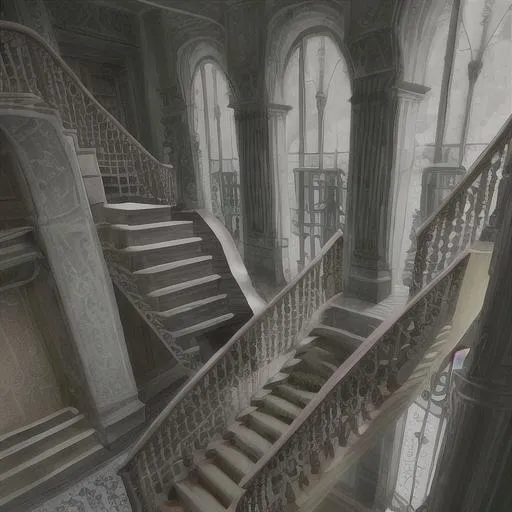Prompt: Poorly designed staircase, bad staircase architecture, scary staircase.