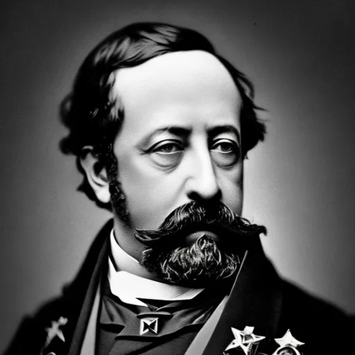 Prompt: ultra realistic photo of Napoleon III very detailed selfie , high contrast , daguerreotype style France 1865