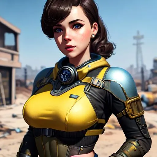 Prompt: girl in lewd fallout 4 vaultsuit with cute face, {dystopian}, perfect composition, hyperrealistic, super detailed, 8k, high quality, trending art, trending on artstation, sharp focus, studio photo, intricate details, highly detailed, full body