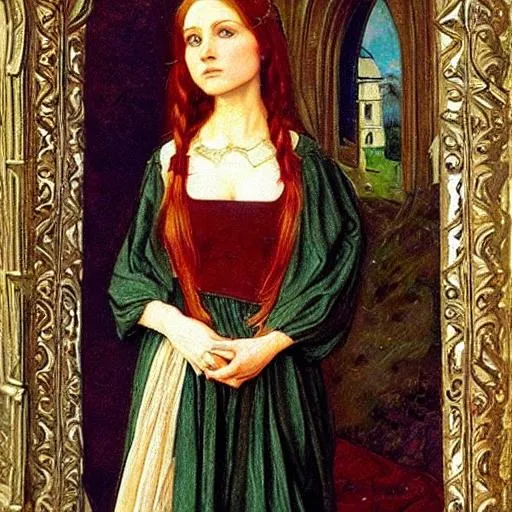 Medieval princess oil painting by Pre-Raphaelite bro... | OpenArt