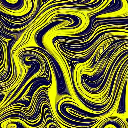 Prompt: Yellow Toxic Swirls Splashing onto Black and Yellow Background (WOB) 1.249