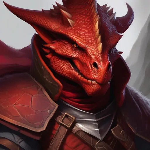 Prompt: digital painting, dnd character a clumbsy red dragonborn rogue, very detailed, realistic, UHD, D&D, DnD, fantasy, style of dnd, by Todd Lockwood,
