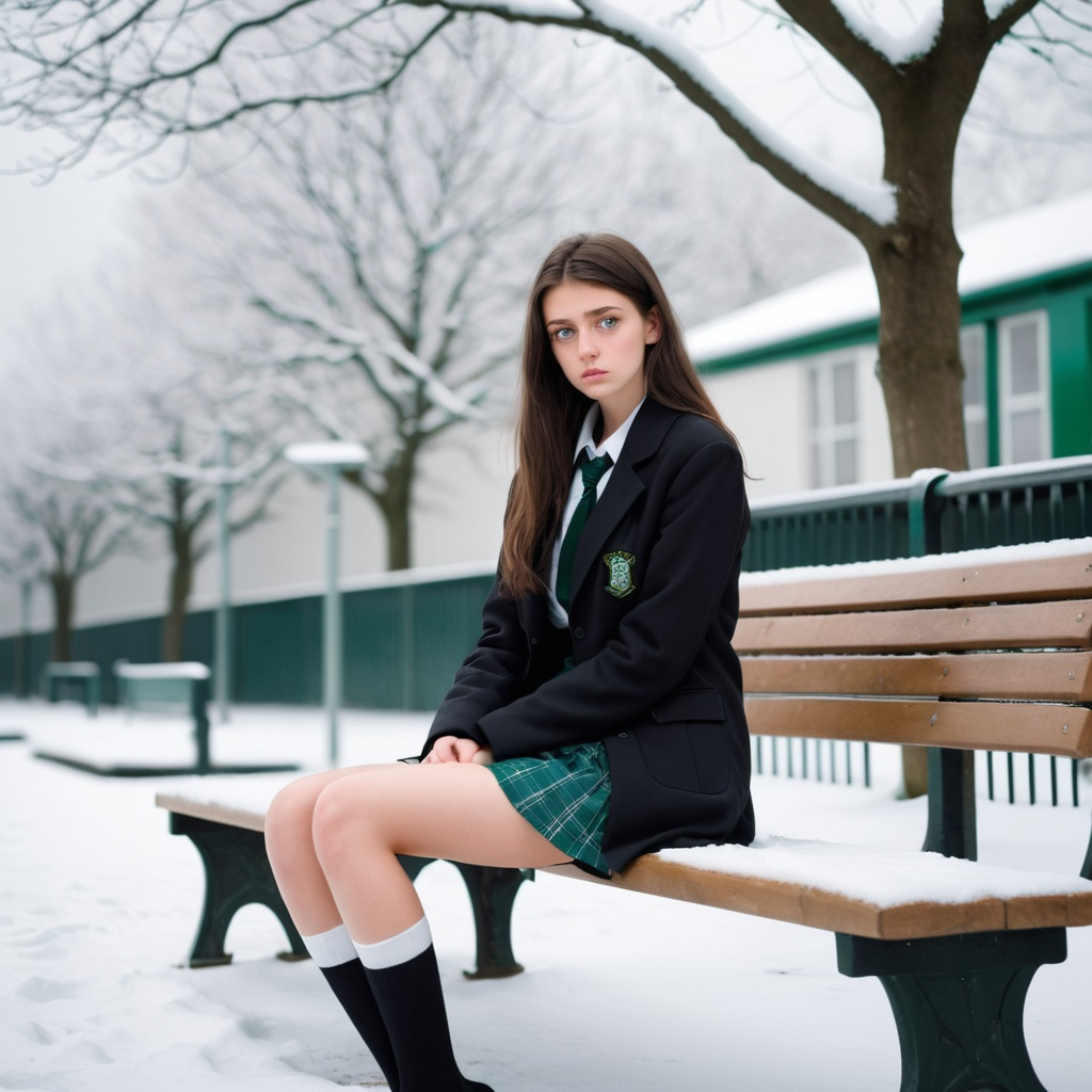 A very tall Brunette Girl with light green eyes sat... | OpenArt