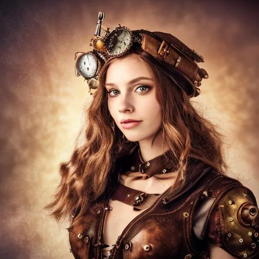 Prompt: /image, portrait steampunk style beautiful smile