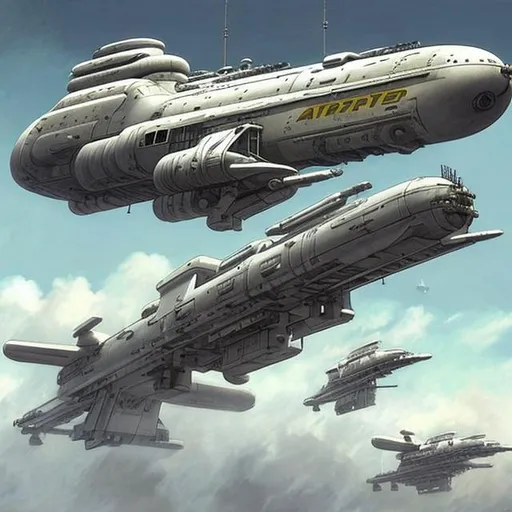 Prompt: scifi, airship, military gun ship
