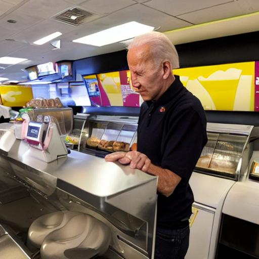 Biden working at McDonald's but it's rush hour