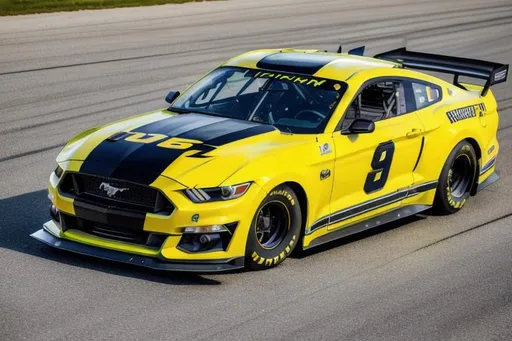 Prompt: Next Gen Nascar stock Ford Mustang car, sponsored by OpenArt