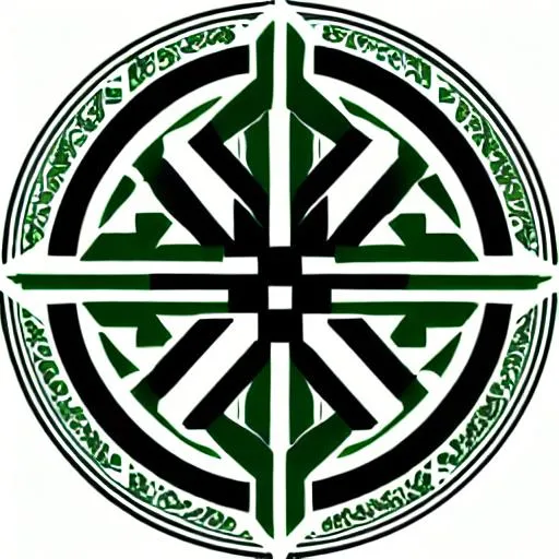 Prompt: vector logo of cross, symmetrical, minimal, green and white background,