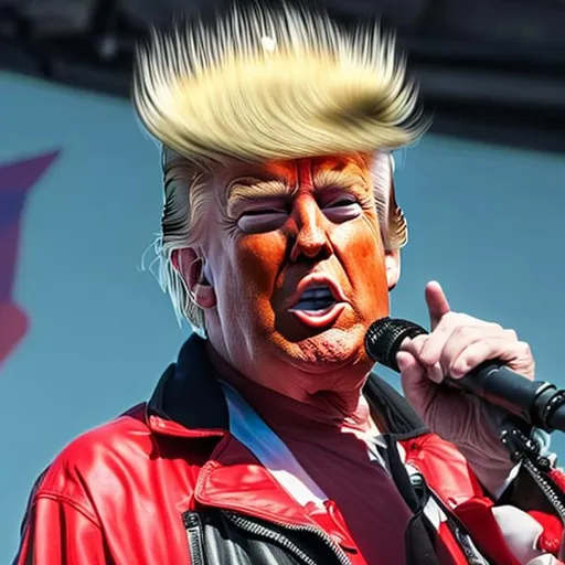 Prompt: Trump with a mowhawk singing punk rock songs 