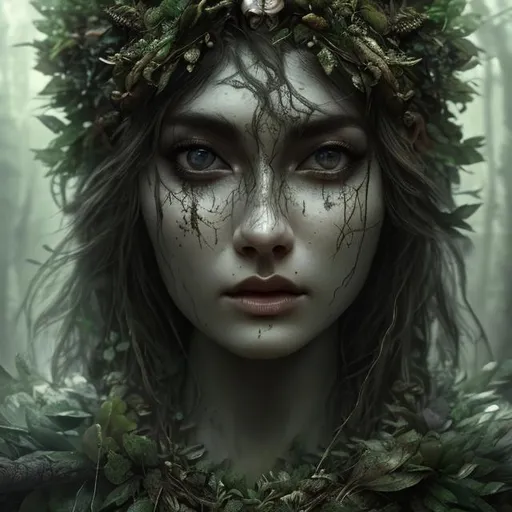 Beautiful forest goddess detailed face hyper realist... | OpenArt