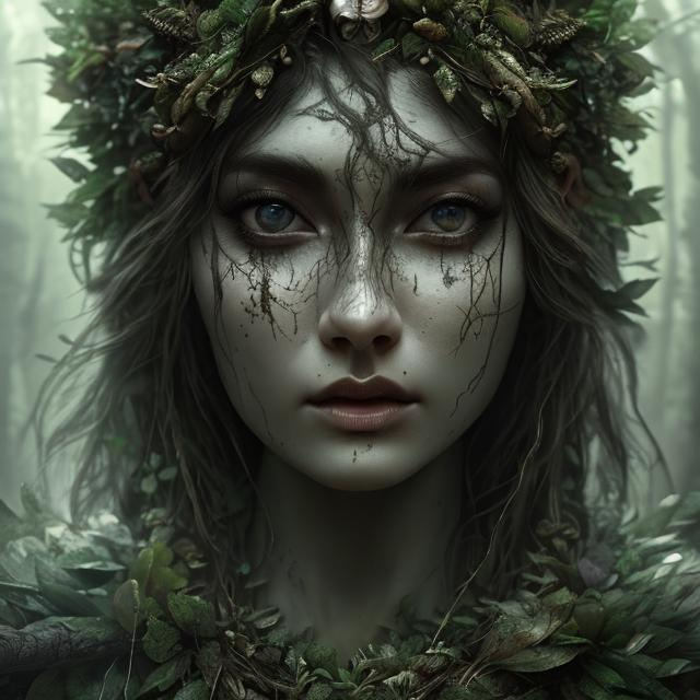 Beautiful forest goddess detailed face hyper realist... | OpenArt