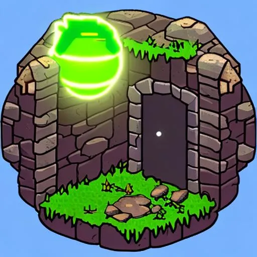 Prompt: angry orb of light, subtle glow, game enemy, sticky, dungeon, temple, cave