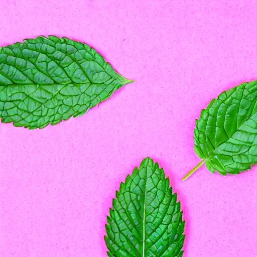 Prompt: pink mint leaf