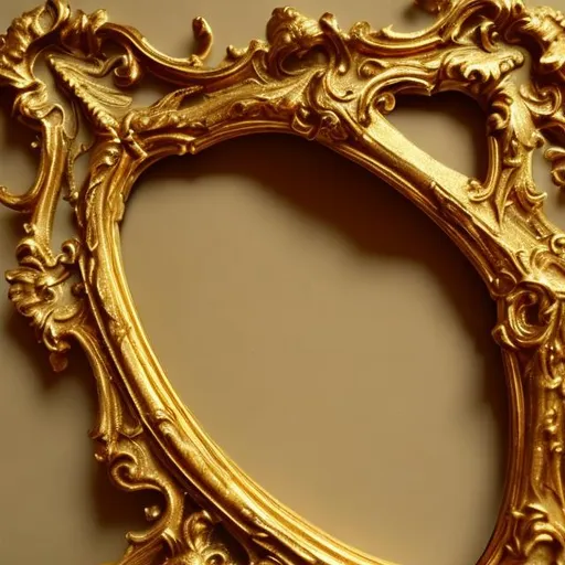 Prompt: a photo of a detail of an old golden 
picture frame 

