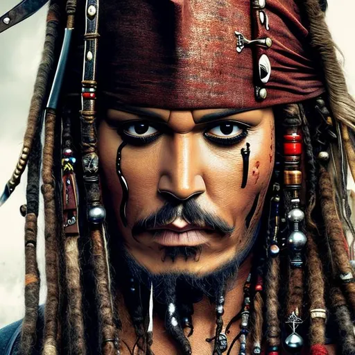Realistic Portrait Of Jack Sparrow pirate, Black pea... | OpenArt