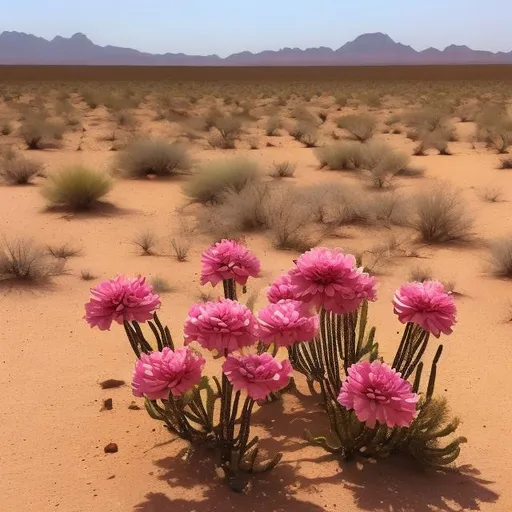 Prompt: A beautiful flower on desert