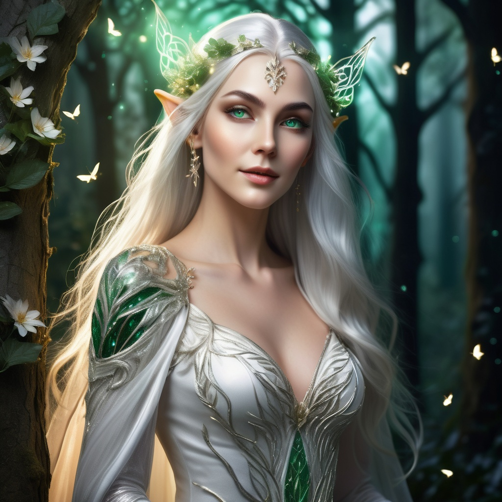 A breathtakingly beautiful elven woman with a seduct...