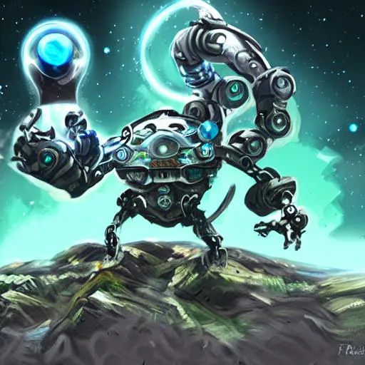 Prompt: Robot vs Earth elemental