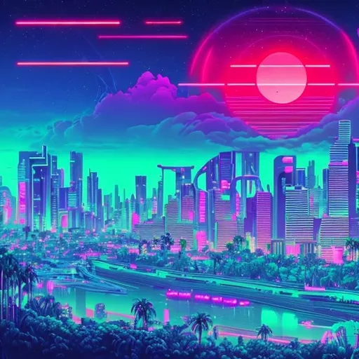 Prompt: Synthwave utopia