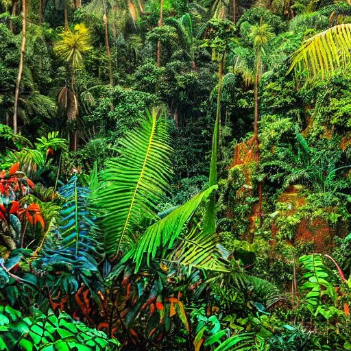 Prompt: colorful terrain in the jungle