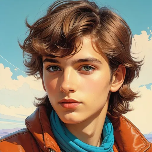 Prompt: Portrait youth in Style of Moebius