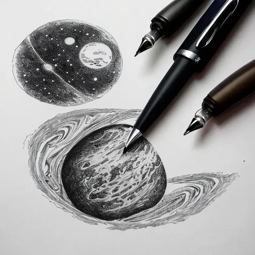 Prompt: a pen drawing the universe